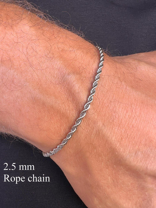 2.5 MM ROPE BRACELET SILVER
